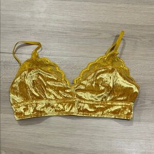 Velvet Lace Trim Bralette - Gold